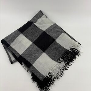 Gertex Black White Buffalo Plaid Oversized Scarf‎ Fringe Wrap Winter Blanket
